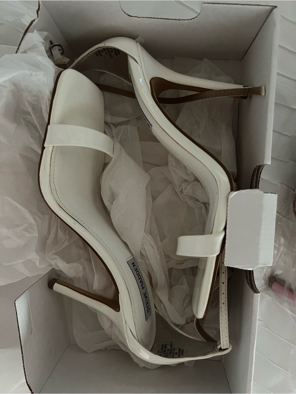 Steve Madden White Patent Open-Toe Stiletto heels size 8